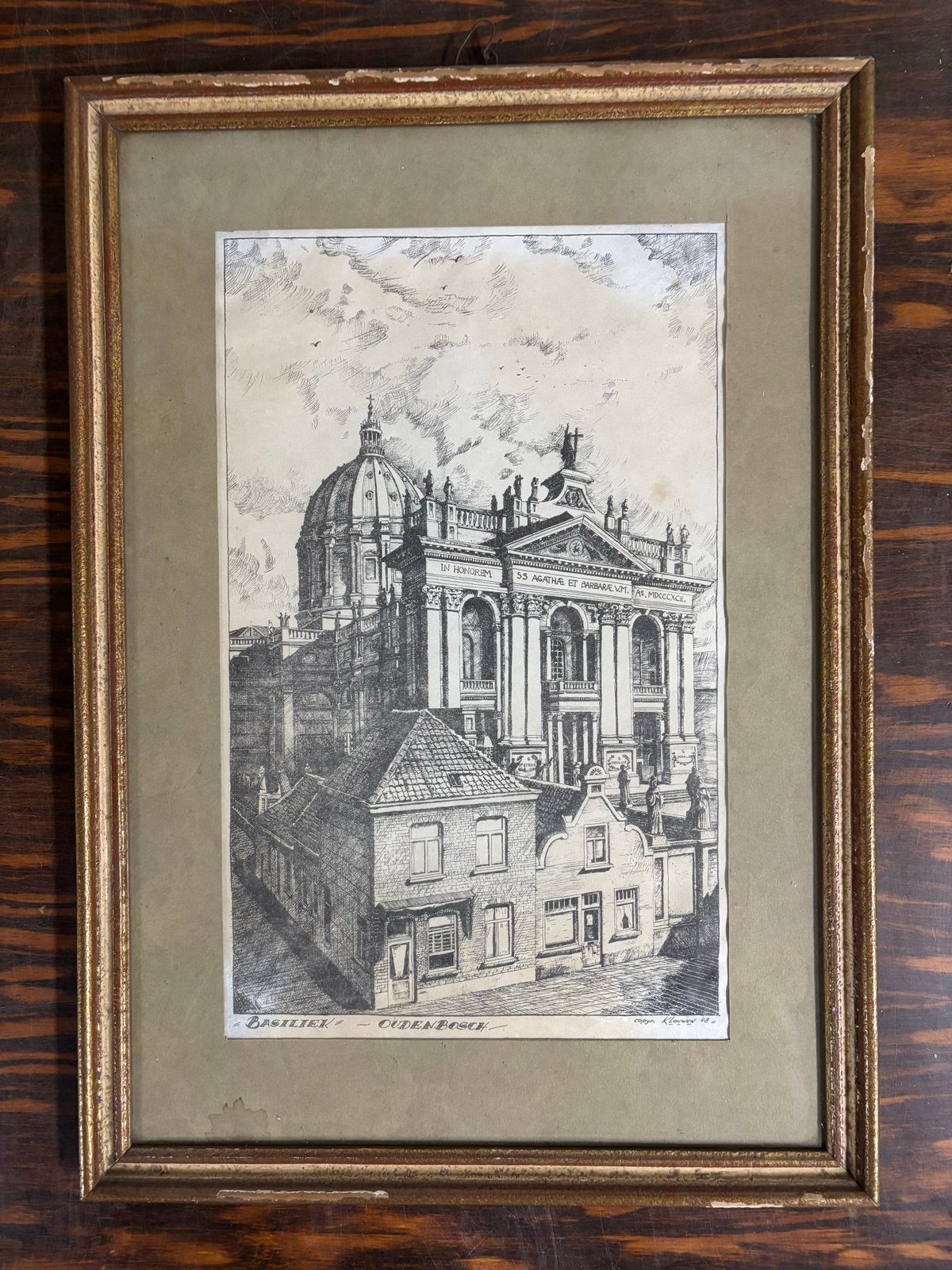 Basiliek Oudenbosch - Gedetailleerde Gravure, Ingelijst, Architectuur, Ophalen of Verzenden, Gravure