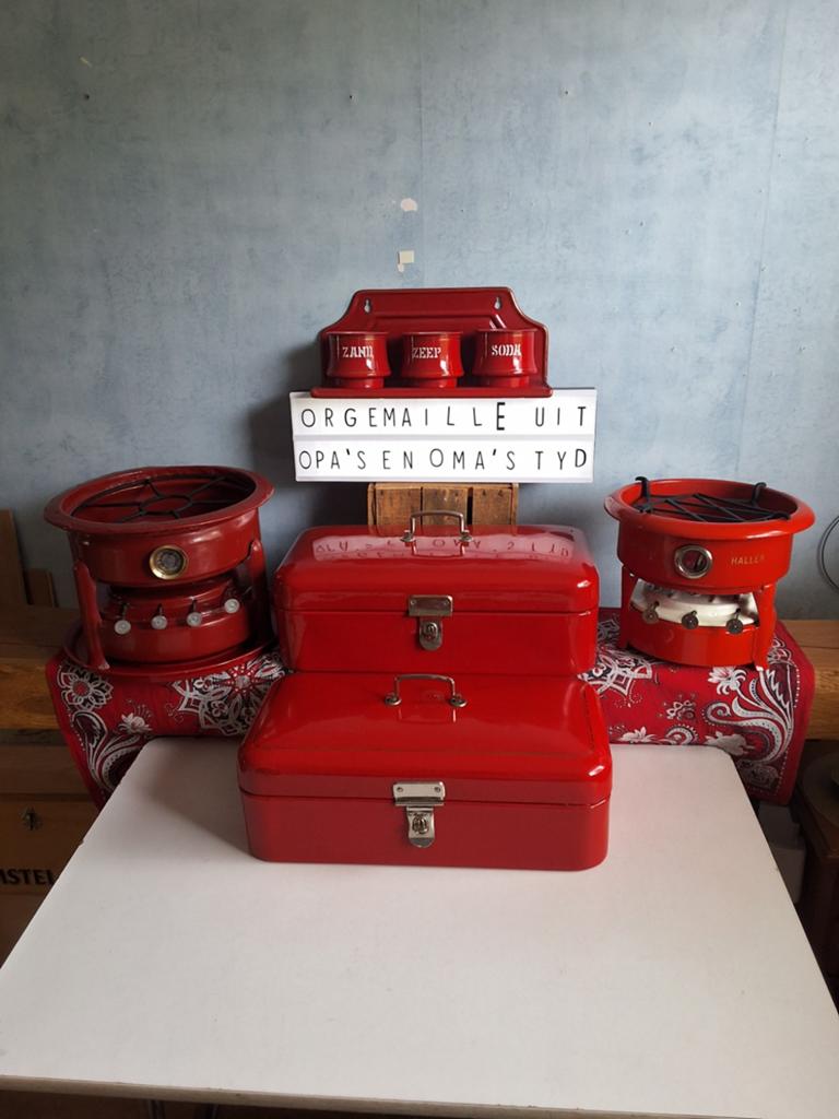 😳Schitterend origineel rood (bies) EMAILLE  kijk bij het, Antiek en Kunst, Antiek | Emaille, Ophalen of Verzenden