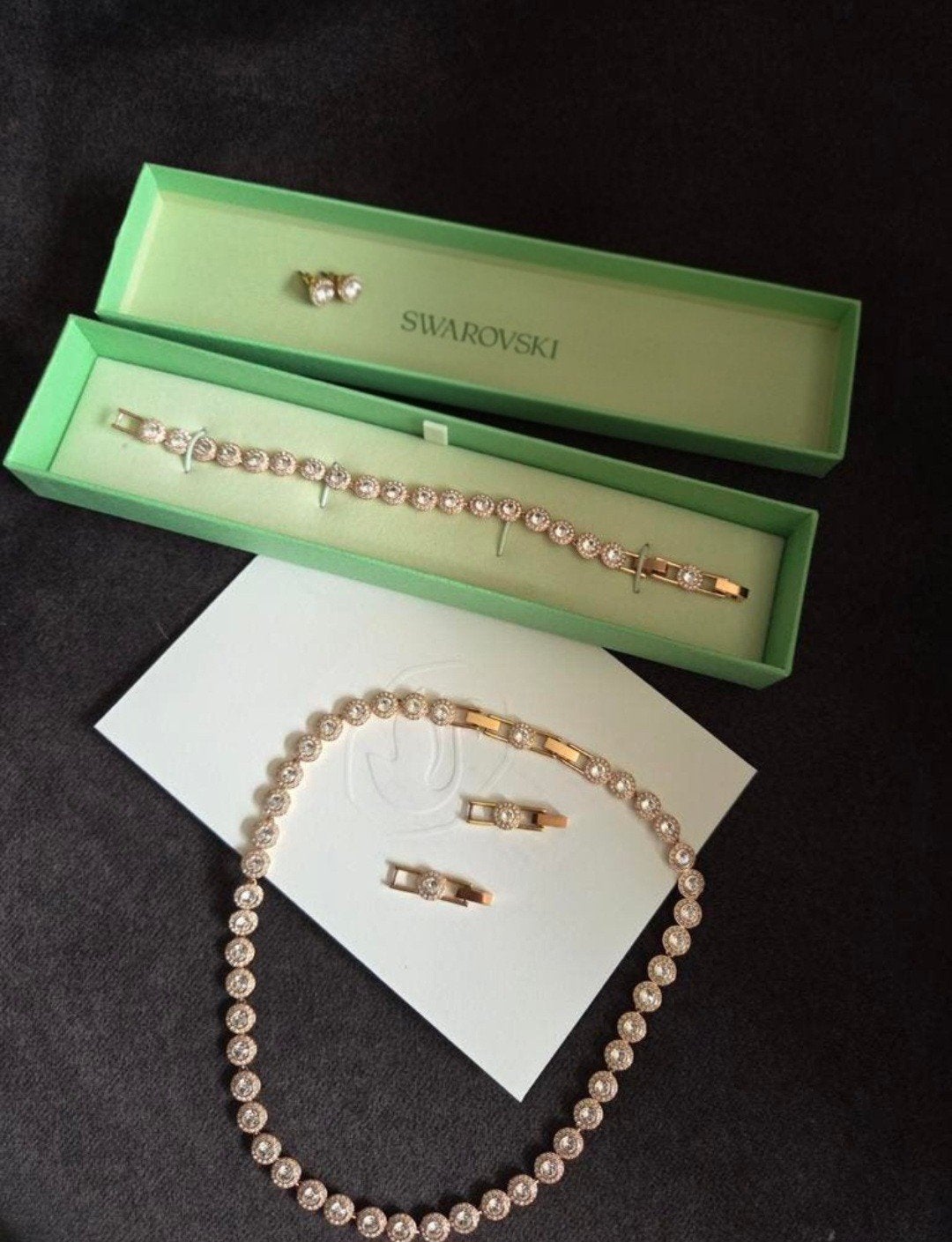 Swarovski Angelic Collectie Set Roségoud, Sieraden, Tassen en Uiterlijk, Kettingen, Met kristal, Overige materialen, Ophalen of Verzenden