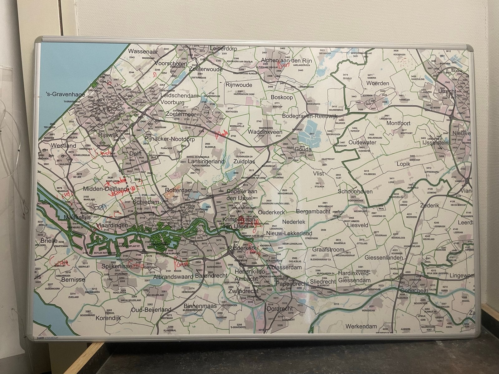 Groot Magnetisch Postcodebord Zuid-Holland, memobord, Ophalen, Gebruikt