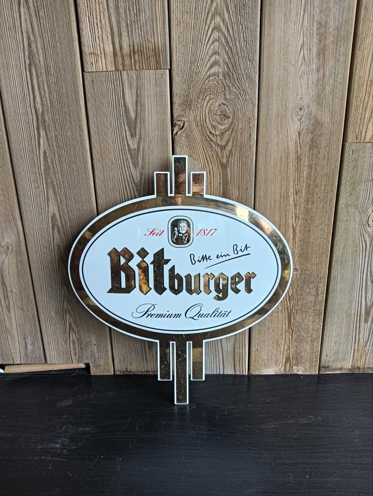 Emaille bord van Bitbuger, Verzamelen, Biermerken, Ophalen, Gebruikt, Reclamebord, Plaat of Schild, Overige merken