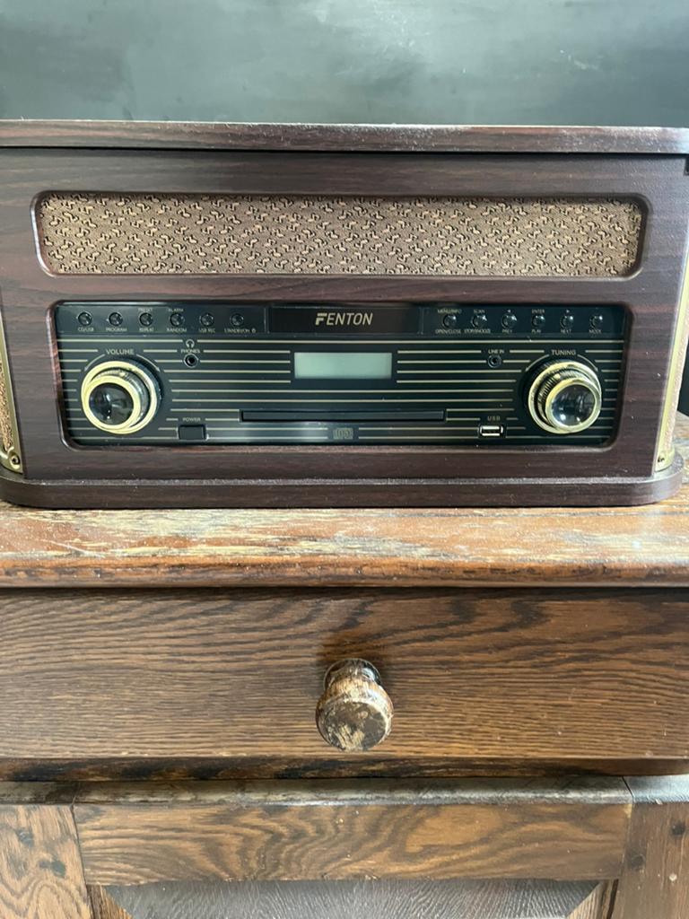 *Retro Fenton platenspeler met radio, cd-speler en Bluetooth, Ophalen of Verzenden, Zo goed als nieuw, Overige merken