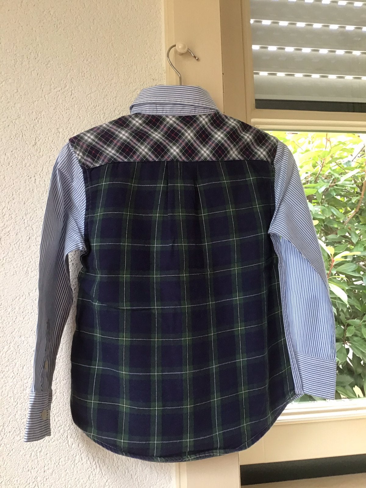 Ao Blousje blauw streep/groen ruit maat 104, Kinderen en Baby's, Ophalen of Verzenden, Zo goed als nieuw, Jongen, Overhemd of Blouse