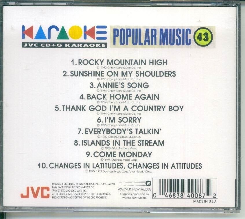 cd van Karaoke Popular Music 43 [ jvc CD+G], Verzenden, Zo goed als nieuw