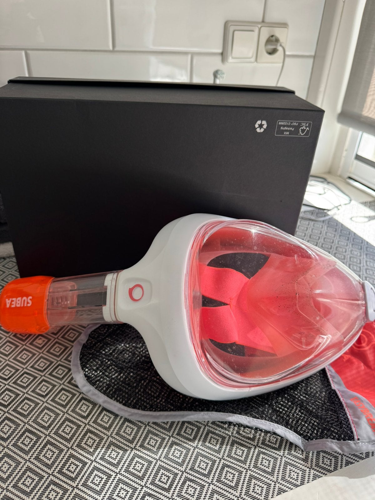Snorkelmasker koraal Easybreath SUBEA maat S-M (10+), Ophalen of Verzenden, Gebruikt, Snorkelmasker
