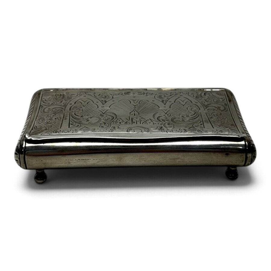 19e eeuwse zilveren tabaksdoos, vermaakt tot lepeldoos, Antiek en Kunst, Ophalen of Verzenden, Zilver