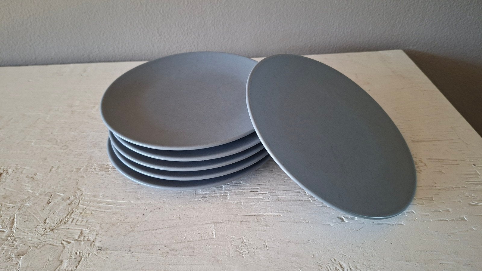 6x IKEA DINERA Ontbijtborden - Mat Grijs - 20 cm, Gebruikt, IKEA, Ophalen of Verzenden, Bord(en)