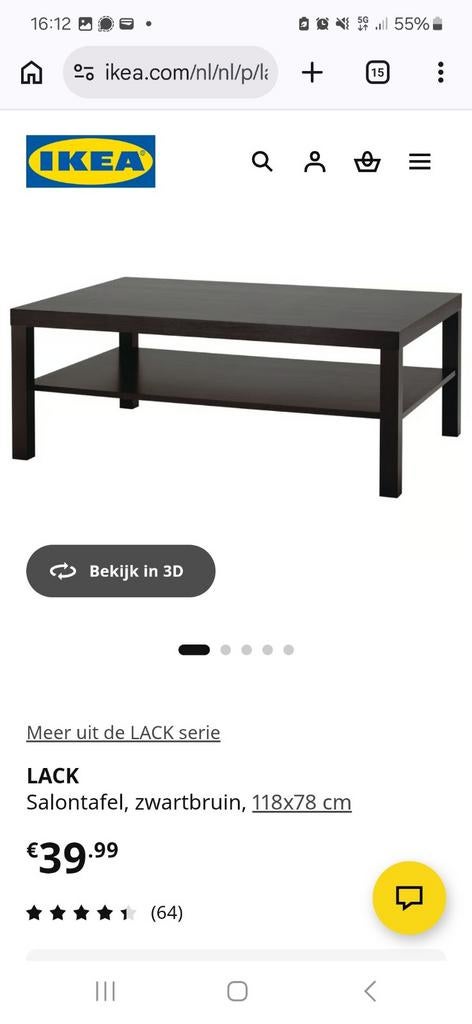 IKEA LACK salontafel zwartbruin 11878 cm, Huis en Inrichting, Tafels | Salontafels, Ophalen, Gebruikt, 100 tot 150 cm, 50 tot 100 cm