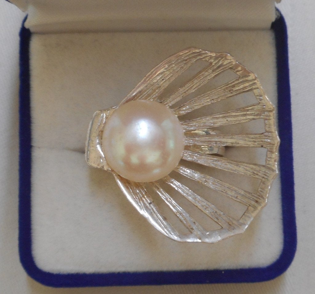 Zilveren royale modernist ring met parel nr.1697, Verzenden, Dame, Met parel, Zilver