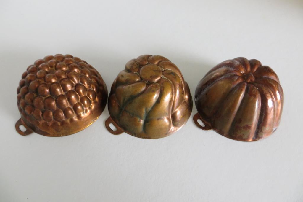 Vintage koperen/ messing bakvormpjes komen in een set van 3, Antiek en Kunst, Ophalen of Verzenden