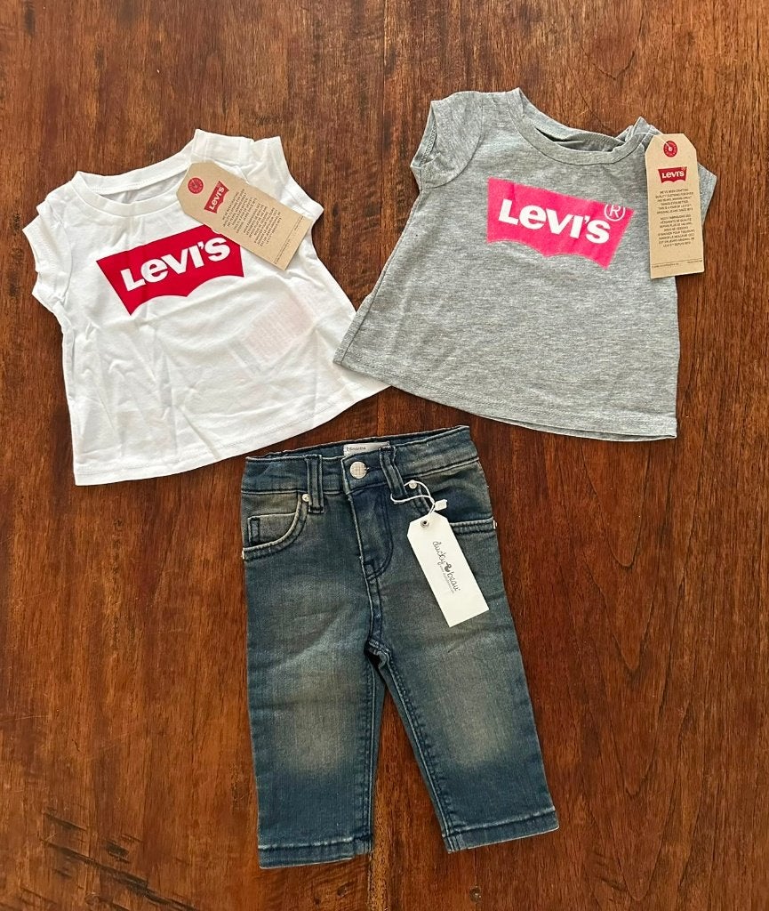87. Nieuwe 3-Delige Set Levi's/Ducky Beau Maat 62, Meisje, Nieuw, Ophalen of Verzenden, Setje