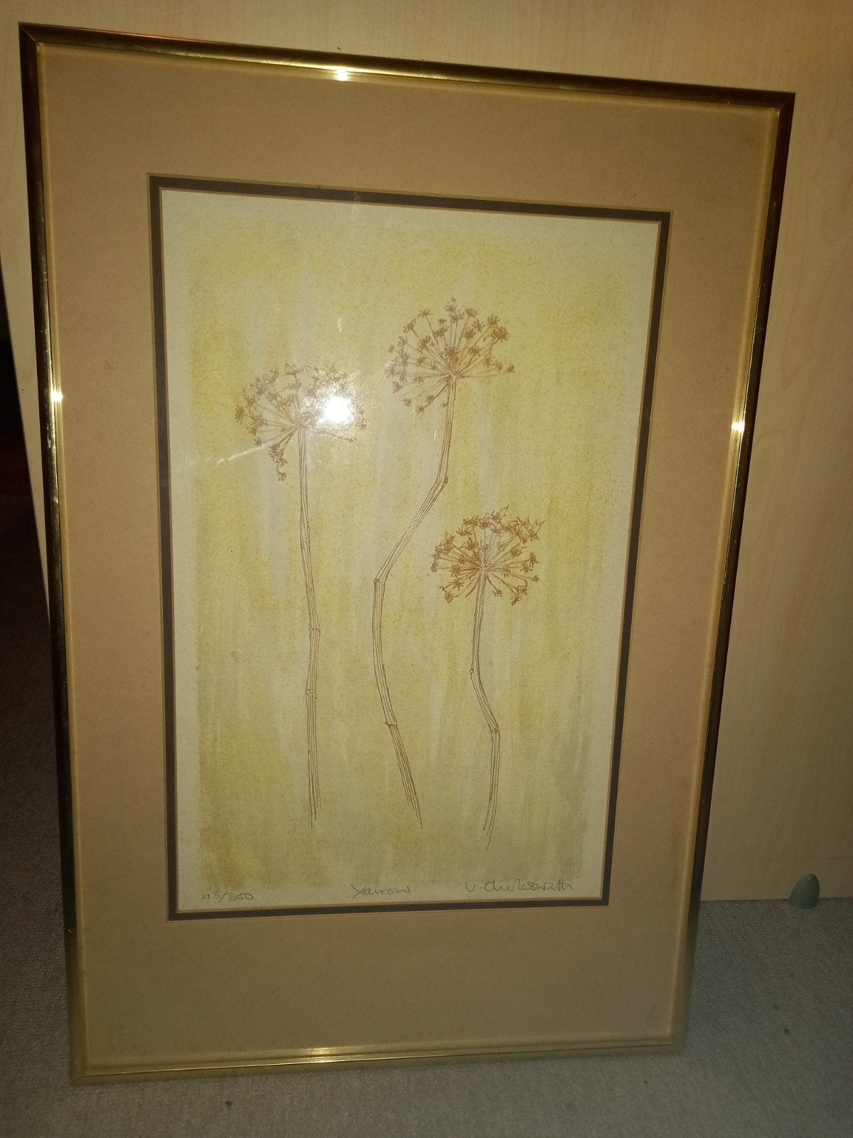 Muurdecoratie: 'Yarrow' door V. Christen, 1950 - 1999, Genummerd, Ophalen of Verzenden, Flora en Fauna