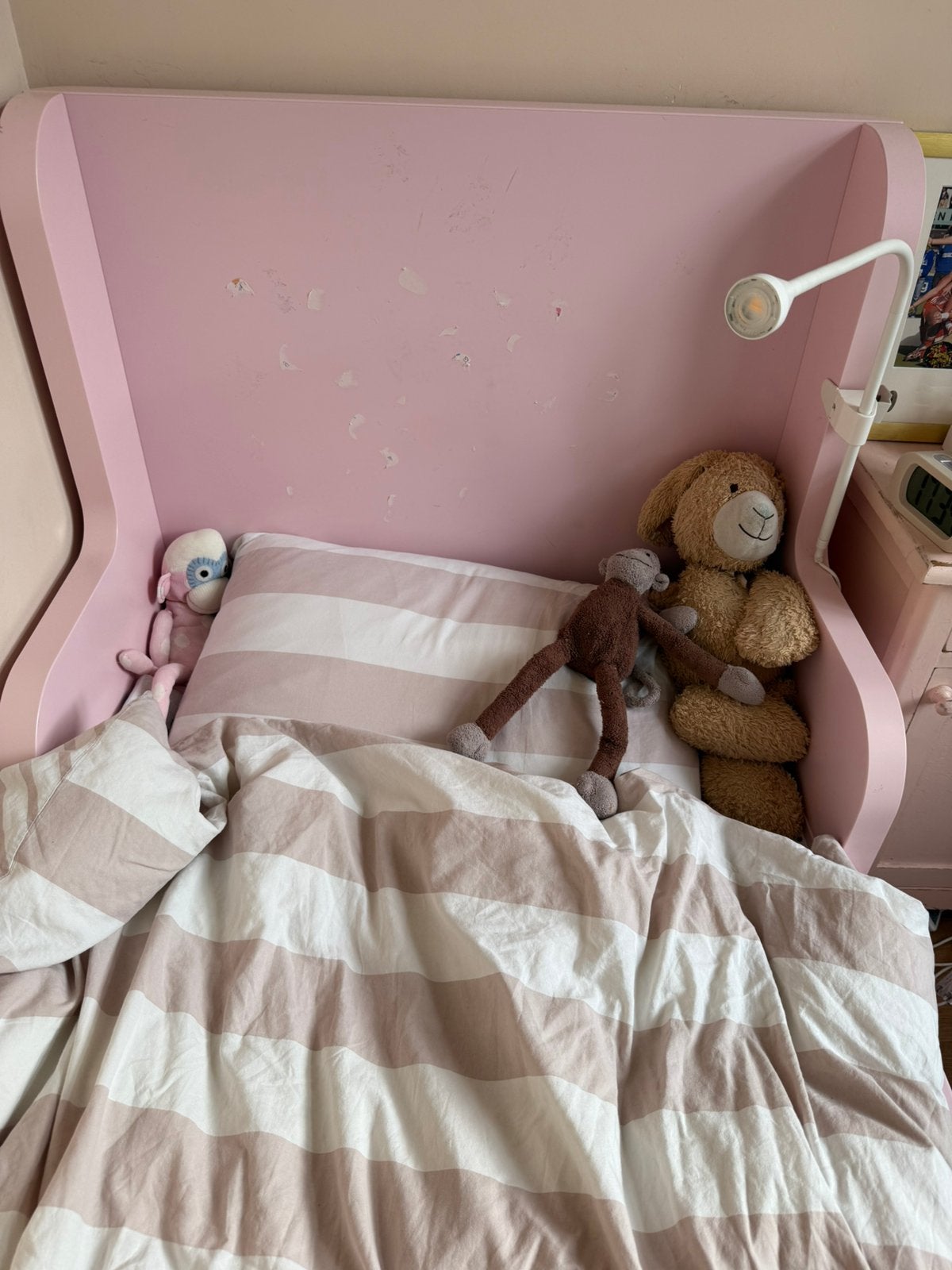 Roze Ikea meegroeibed, Ophalen, Gebruikt, 70 tot 85 cm, Lattenbodem