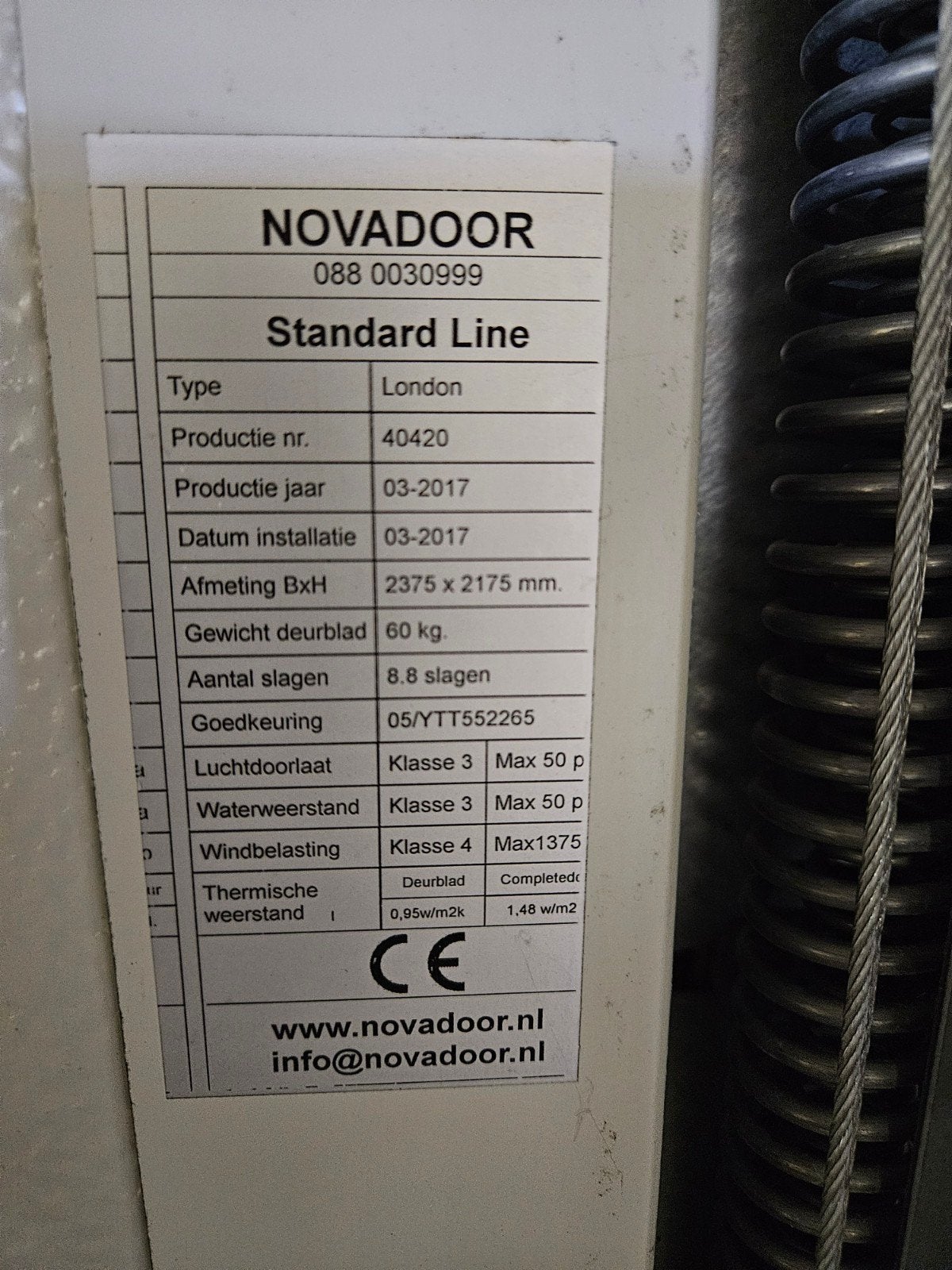 elektrische garagedeur, Doe-het-zelf en Verbouw, Ophalen, Gebruikt, Garagedeur, 120 cm of meer