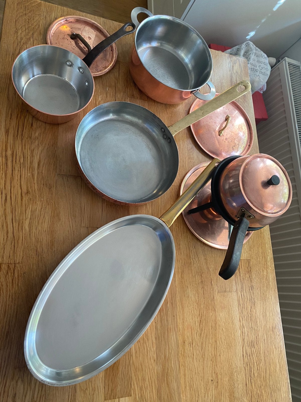Collection of European made vintage copper pots, Huis en Inrichting, Keuken | Potten en Pannen, Ophalen, Pot, Bus of Blik, Overige merken