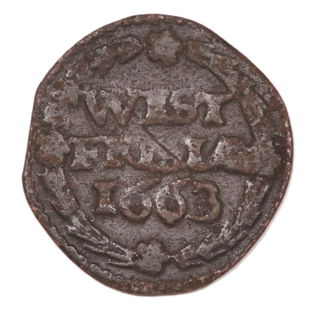Duit West-Friesland 1663. Fr., Ophalen of Verzenden, Vóór koninkrijk, Overige waardes, Losse munt