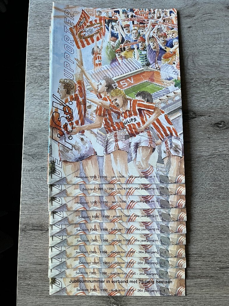 Jaargang 36 PSV Supporter Seizoen 1995 - 1996 10 stuks, Ophalen of Verzenden, Zo goed als nieuw, PSV, Boek of Tijdschrift