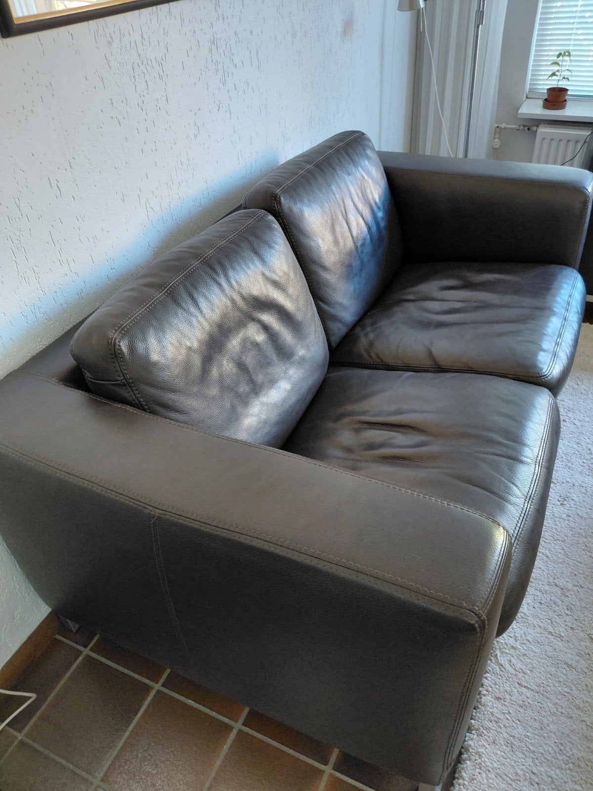 2 Machalke 2-zitsbanken in donkerbruin leer, Huis en Inrichting, Banken | Bankstellen, Ophalen, Gebruikt, Tweepersoons, Leer