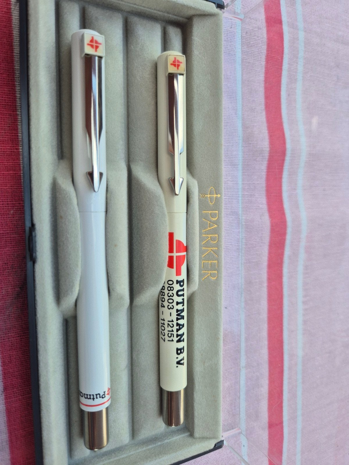 Parker Pennenset - Balpen met reclame, Pennenset, Gebruikt, Parker, Ophalen of Verzenden
