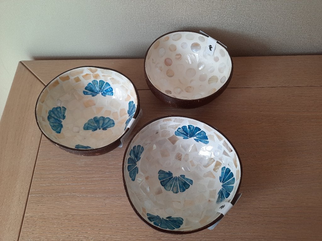 3 kokosnoot kom NIEUW, Overige materialen, Schaal, Rond, Nieuw
