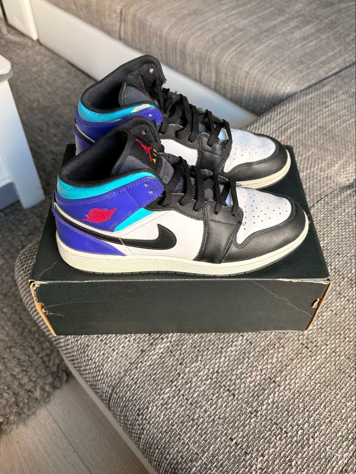 Nike Air Jordan 1 Mid - Maat 40, Kleding | Dames, Schoenen, Verzenden, Zwart, Sneakers of Gympen, Gedragen