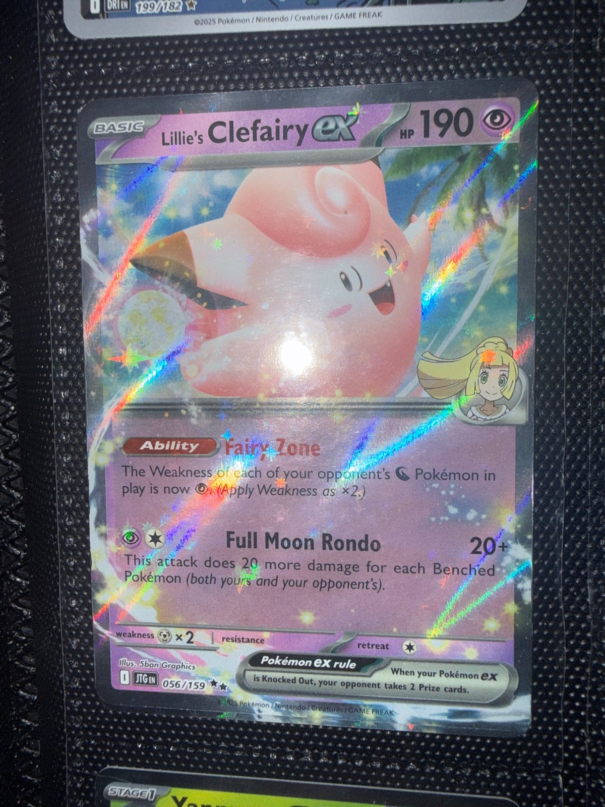 Lillie's Clefairy ex Pokémon kaart - Holo 056/159, Ophalen of Verzenden, Zo goed als nieuw, Losse kaart, Foil