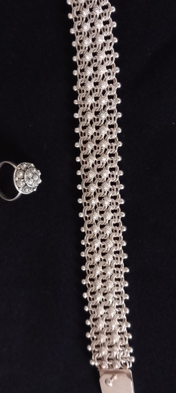 Zilveren armband en ring set - Handgemaakt filigraan, Ophalen of Verzenden, Zo goed als nieuw, 17 tot 18, Dame