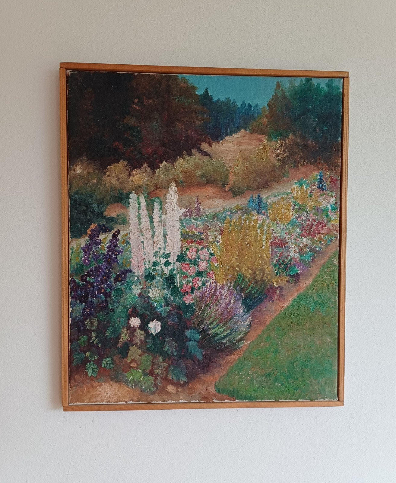 Schilderij Bloementuin Jos Viëster afm. 52 x 62 cm voor € 50, Ophalen