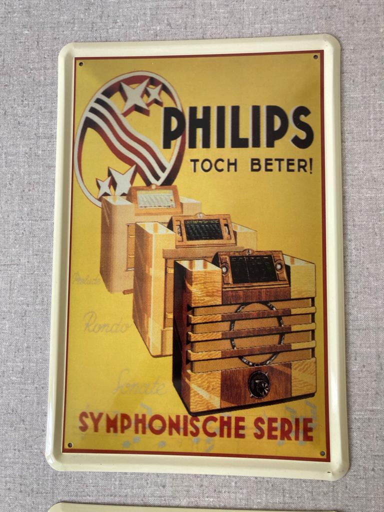 Philips Reclamebord Muziek Radio Nostalgisch (20x30 cm), Ophalen of Verzenden, Nieuw, Reclamebord