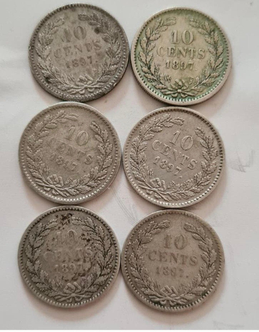 6x 10 cent 1897 vaste prijs, Setje, Zilver, Ophalen of Verzenden, 10 cent