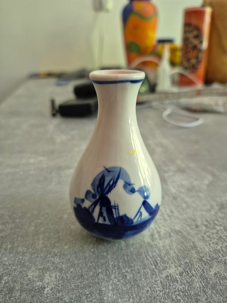 Delfts Blauw Mini Vaasje - Handgeschilderd Hollands Tafereel, Ophalen of Verzenden