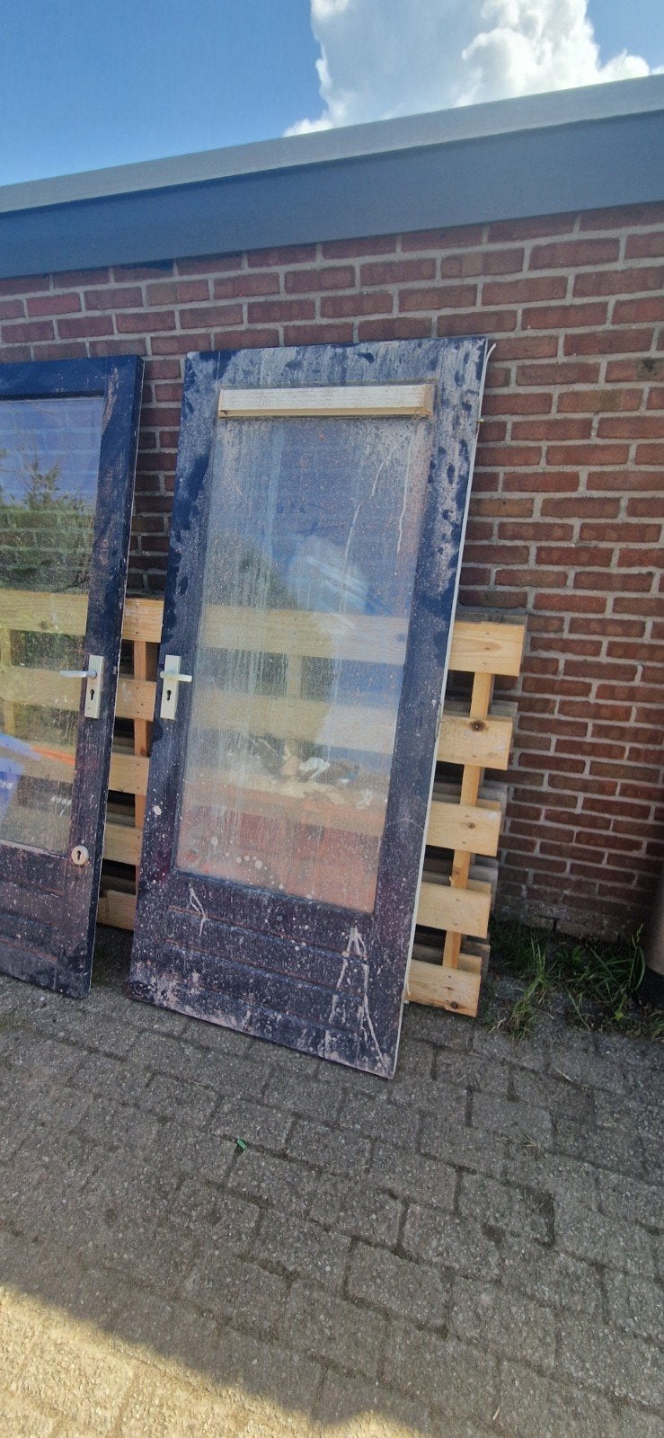 1hardhout achterdeur met HR+ Glas &ventilatie rooster 87x200, Ophalen, Gebruikt, Binnendeur, Glas