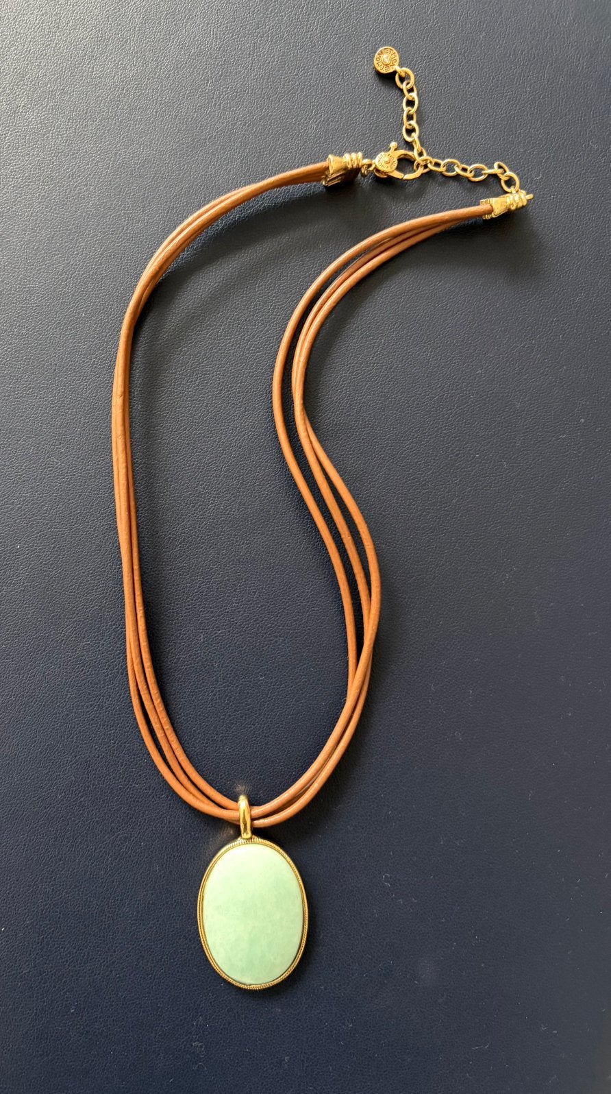 Monet Ketting met Lichtgroene/ Turquoise Hanger, Sieraden, Tassen en Uiterlijk, Ophalen of Verzenden, Zo goed als nieuw, Blauw