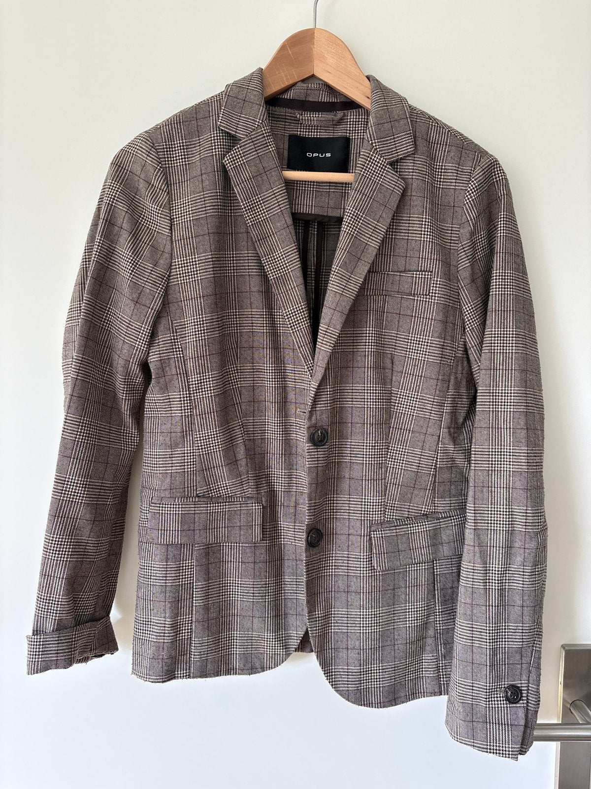 Opus geruit pak - jasje en broek, Maat 38/40 (M), Kostuum of Pak, Bruin, Ophalen of Verzenden