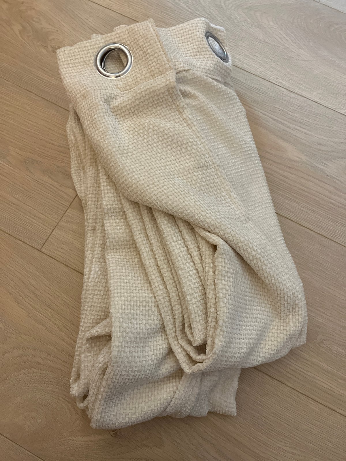 Crèmekleurige gordijnen met ringen - 140x260 cm, Ophalen, Met ringen, Gebruikt, Gordijn