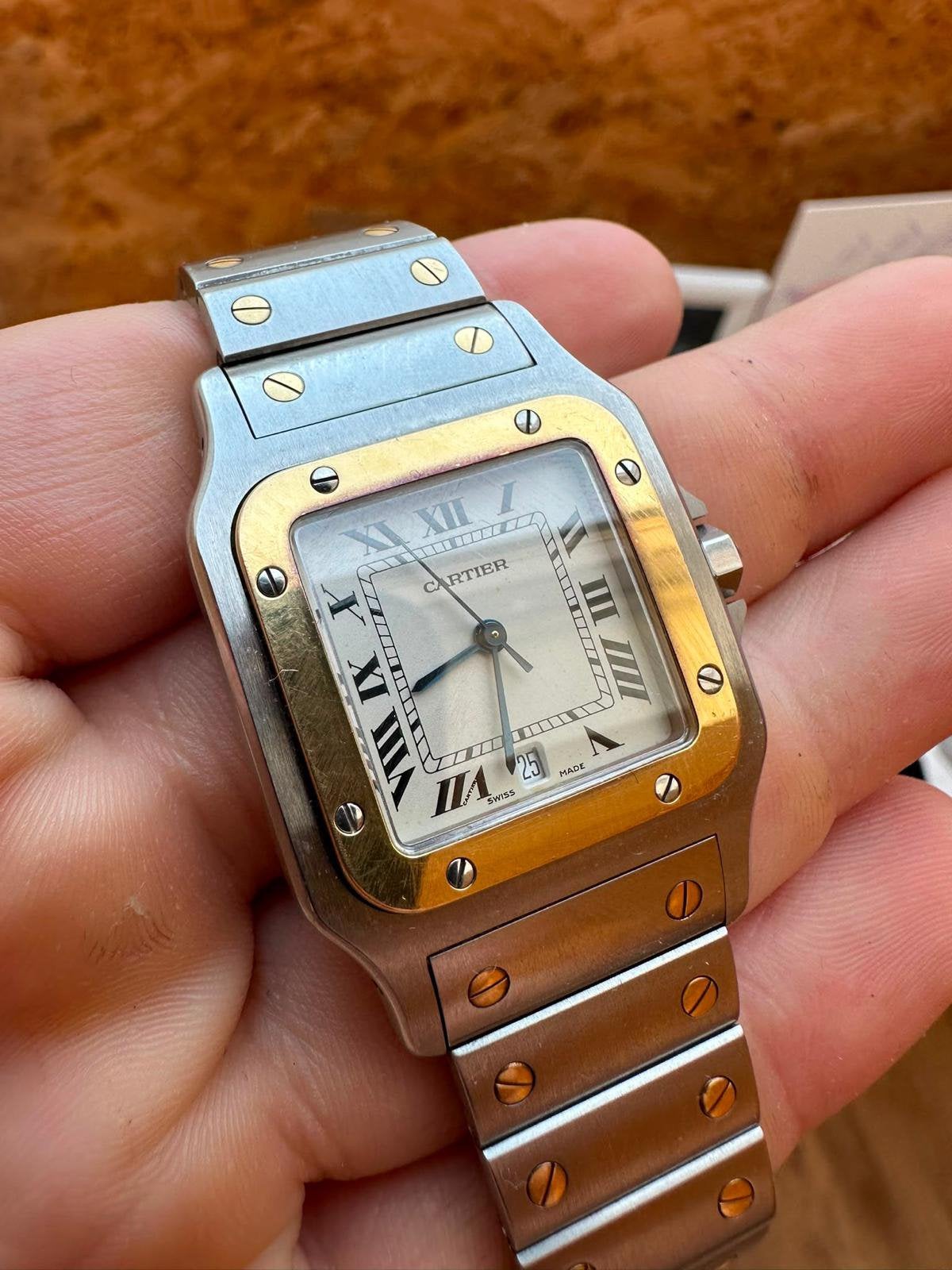 Cartier santos 1566, Sieraden, Tassen en Uiterlijk, Horloges | Heren, Ophalen, Zo goed als nieuw, Staal, Overige merken