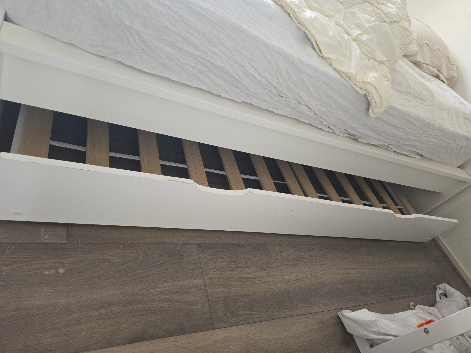 Uitschuifbed/lade 80/90x200 wit met wieltjes, Huis en Inrichting, Ophalen