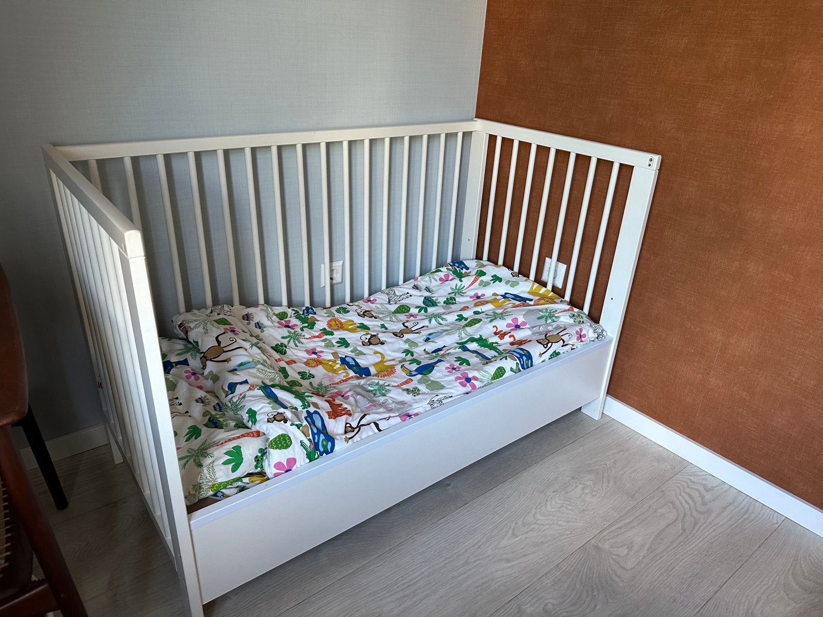 Ikea gulliver ledikant, co-sleeper en peuterbed met matras, Ophalen, Zo goed als nieuw, Minder dan 140 cm, 70 tot 85 cm