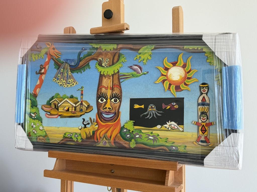 Rob Clous, kleurrijke mixed media voorstelling, Antiek en Kunst, Ophalen