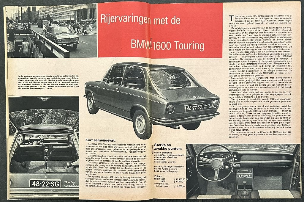 BMW 1600 touring ( E10 touring ) test in Autokampioen 1971, Boeken, Auto's | Folders en Tijdschriften, Gelezen, Ophalen of Verzenden
