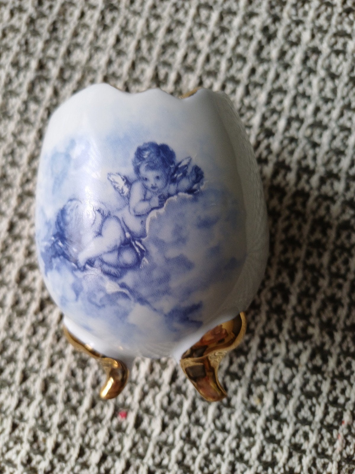 Royal Porcelain Limoges 24KT Goud Engeltjes Eierdopje, Ophalen of Verzenden