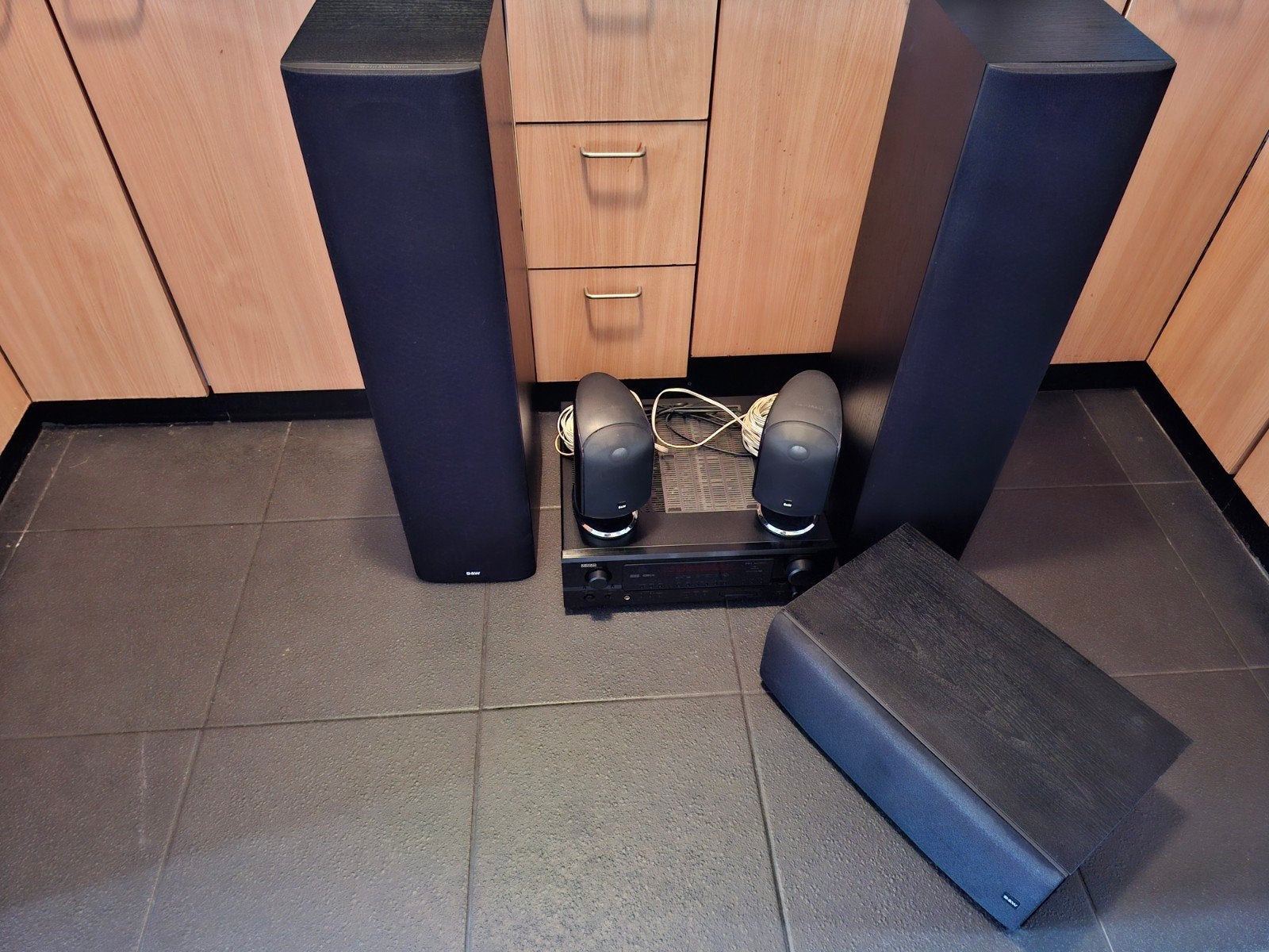 B&W speakers subwoofer en Denon receiver, Gebruikt, 70 watt of meer, 5.1-systeem, Ophalen