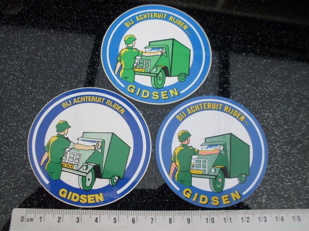 sticker bij achteruit rijden gidsen leger truck, Verzenden, Zo goed als nieuw, Bedrijf of Vereniging