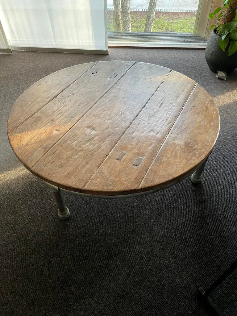 Degelijke salontafel rond te Drachten ophalen, Gebruikt, 100 tot 150 cm, Rond, Minder dan 50 cm