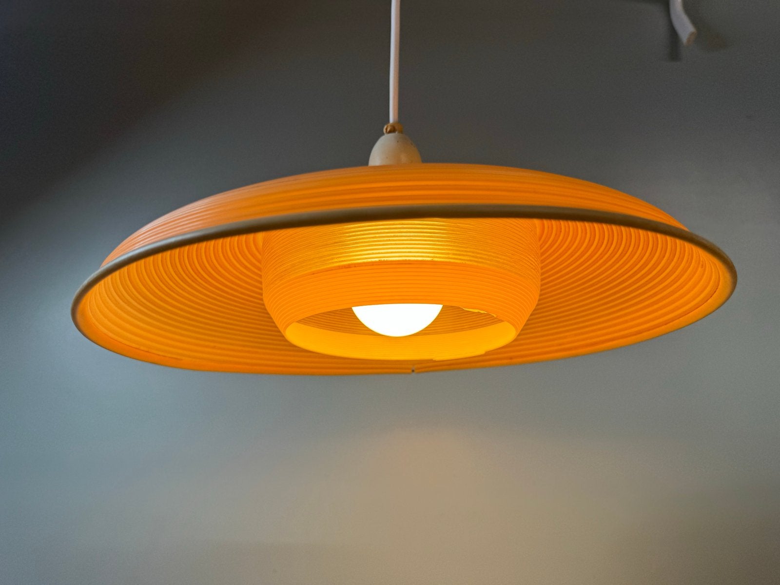 Vintage Rotaflex Hanglamp Oranje - Deens Design E27, Ophalen of Verzenden