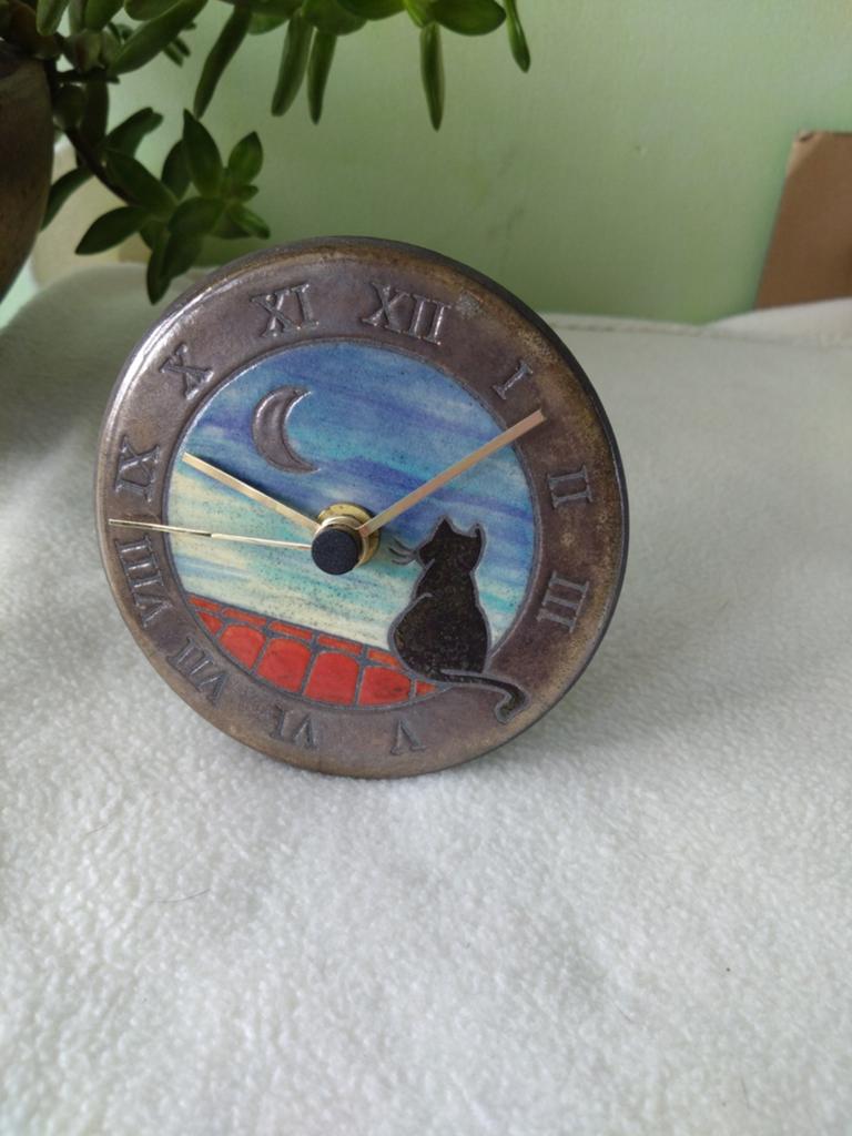 Unieke Raku Klok Firenze Italië met Kattenmotief, Antiek en Kunst, Antiek | Klokken, Ophalen