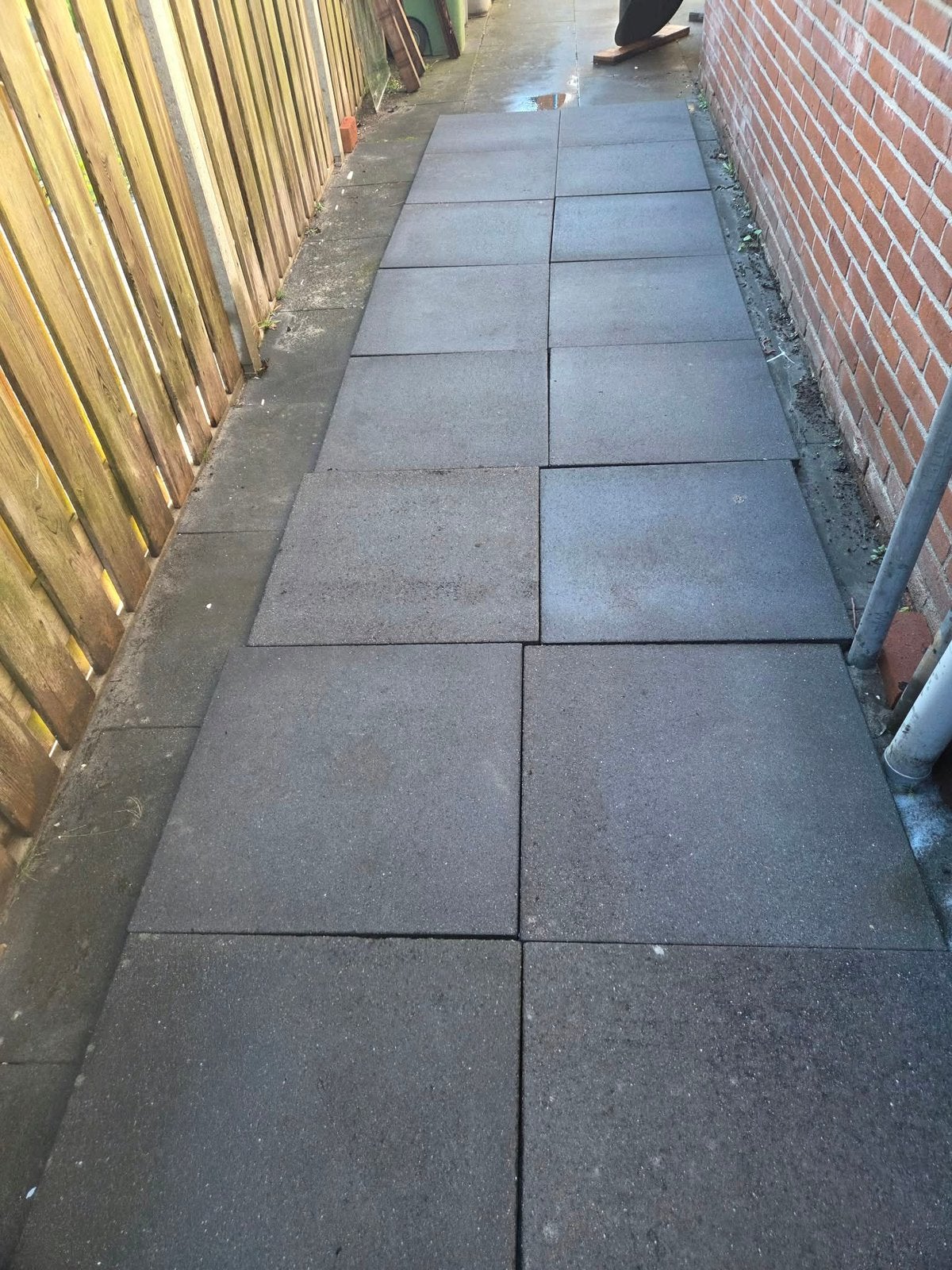 40x Antraciet betontegels 60x60 +Opsluitband & snijtegels, Tuin en Terras, Ophalen, Zo goed als nieuw, 10 m² of meer, Beton