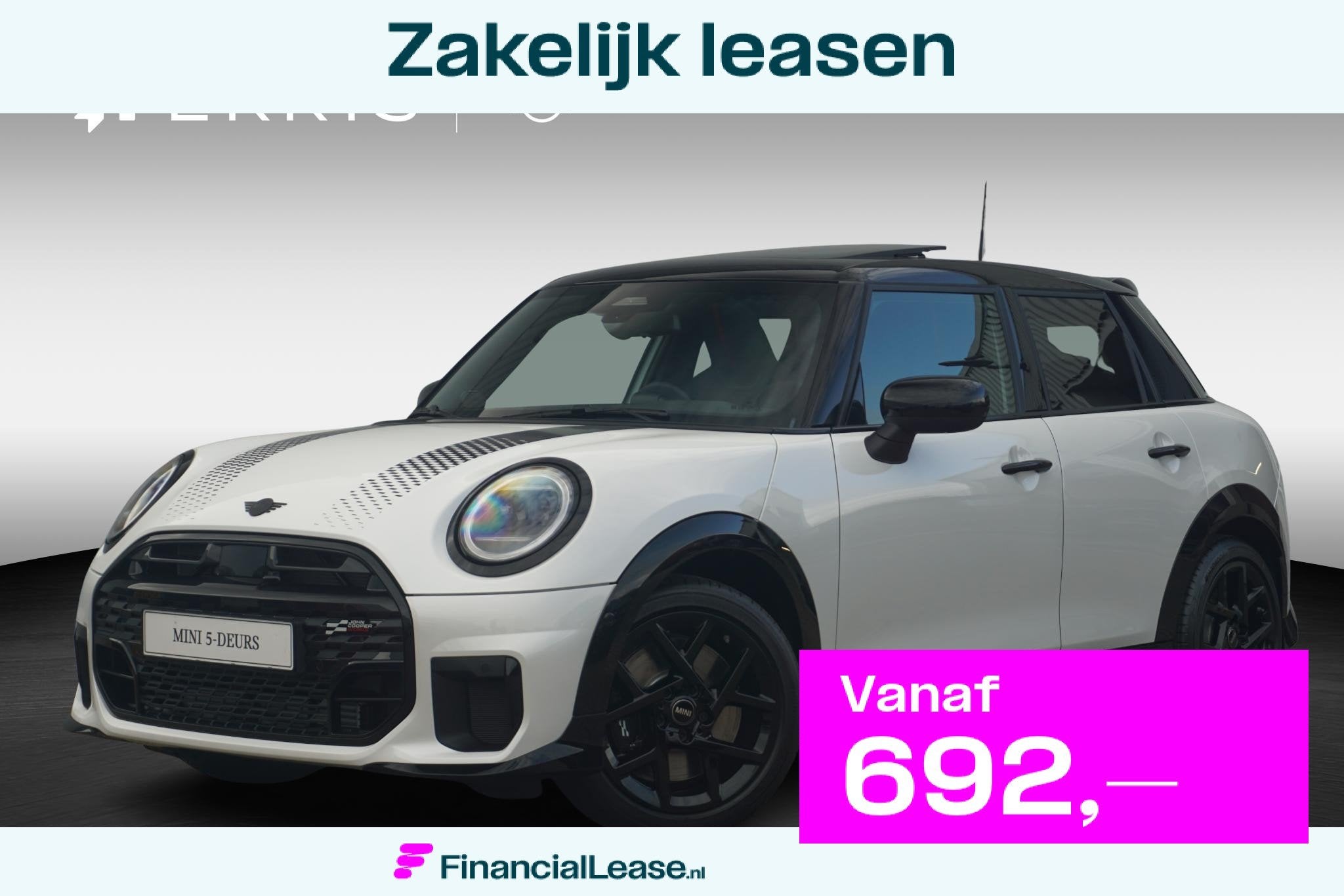 MINI 5-Deurs Cooper C John Cooper Works Trim | Pakket M, 156 pk, Leder en Stof, Wit, Bedrijf