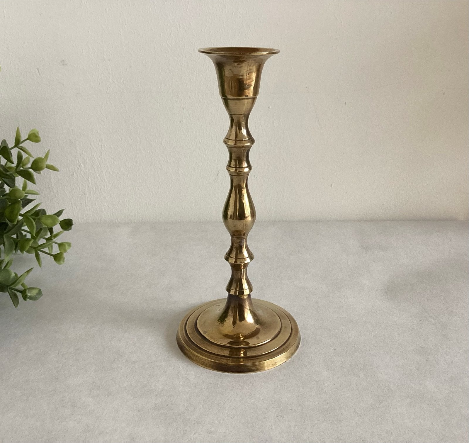Vintage messing kandelaar - 17,5 cm hoog, Antiek en Kunst, Antiek | Kandelaars, Ophalen of Verzenden, Overige materialen