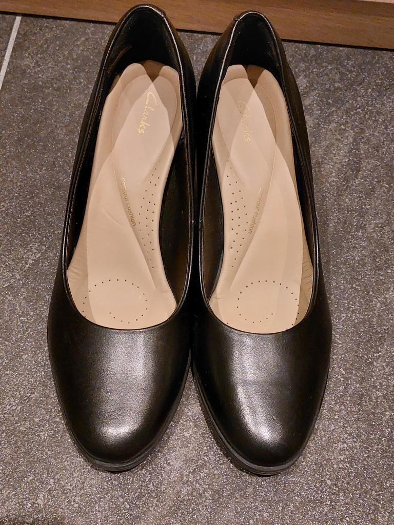 Clarks zwarte leren pumps maat 41, Pumps, Zwart, Ophalen of Verzenden, Zo goed als nieuw
